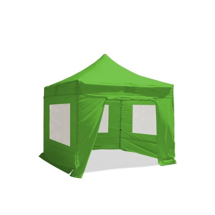 Tente pliante Barnum Tonnelle 3x3m polyester 300g/m² pelliculé PVC tube aluminium 40mm hexagonal Montage minute + bâches fenêtres