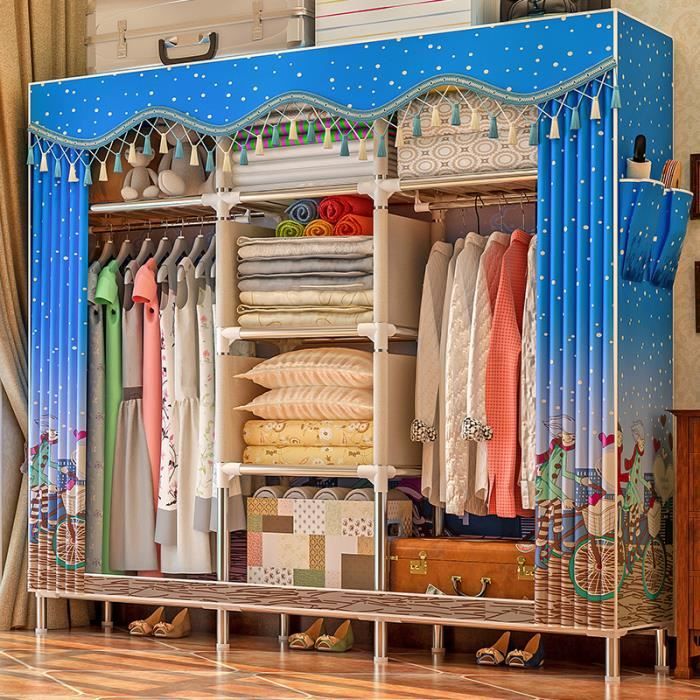 Armoire Simple moderne économique armoire en tissu tuyau en acier renfort audacieux tout en acier cadre tissu armoire de rangement