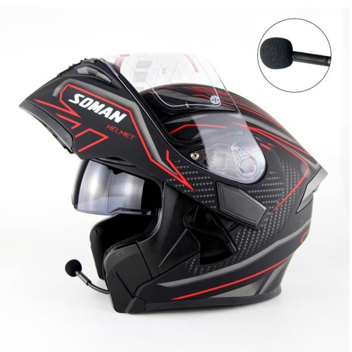 Casque moto modulable Adulte Unisex casque moto Bluetooth flip-up Off-Road Racing Touring Casco scooter pour la ville et urbain