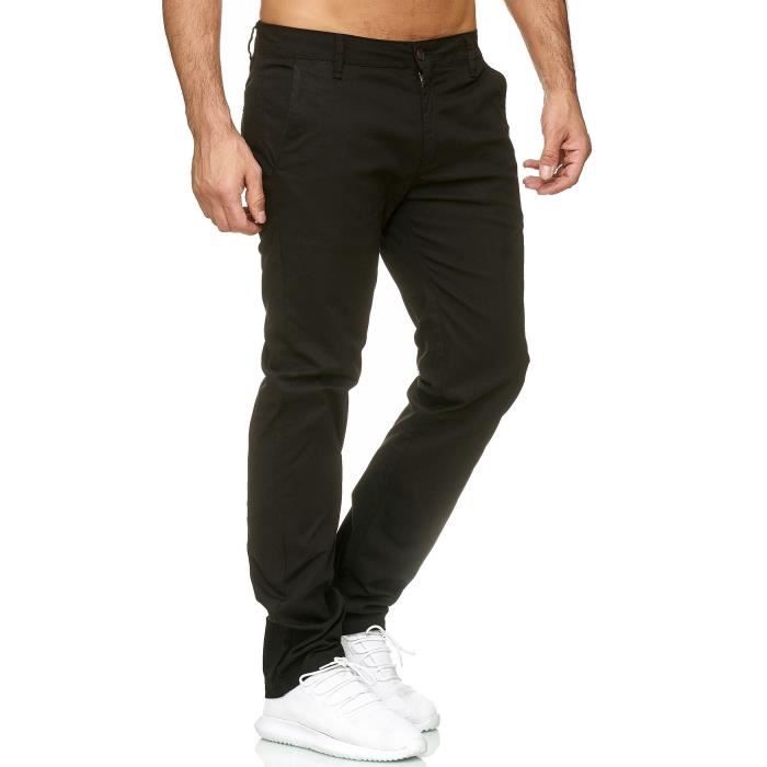 Pantalon chino pour hommes avec jambe fuselée décontractée [Noir, US 34]