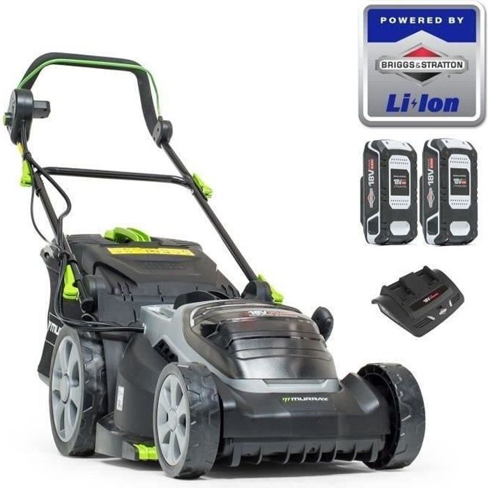 MURRAY Tondeuse à gazon sans fil- 2 batteries 18v 2,5 Ah - Coupe 37 cm