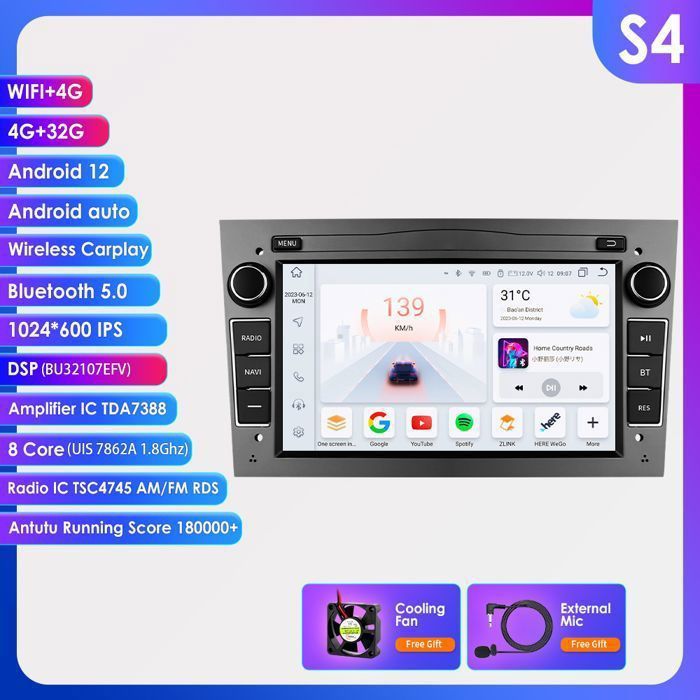 Lecteur GPS de voiture 3 + 32G 2Din pour Opel Astra H J Vectra Vauxhall Antara Zafira Corsa C D Vivaro Meriva android Autoradio 4G F