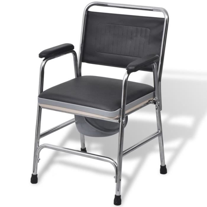 Chaise d'aisance Chaise percée Sièges de toilettes Acier Noir