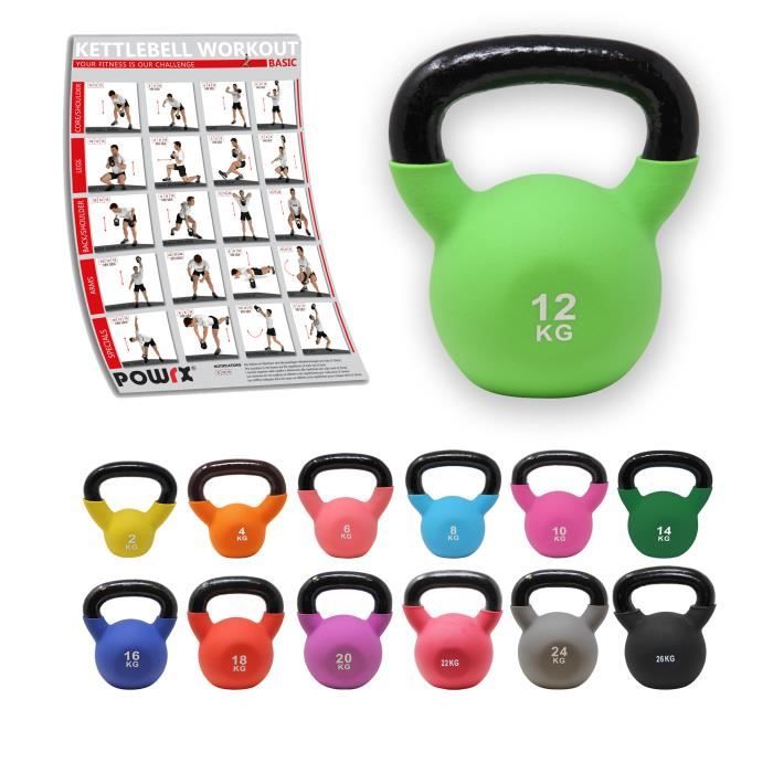 Kettlebell néoprène coloré 2-26 kg Poids: 12 kg (Hellgrün)