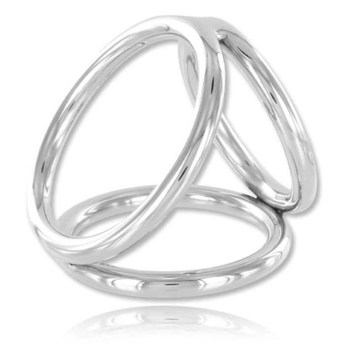 ROUGECUIR - Cockring triple acier rond - Diamètre 55 mm