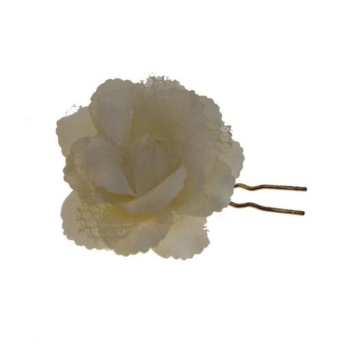 1 pic chignon fleur ivoire sur pic doré - Création artisanale - Accessoire coiffure mariage
