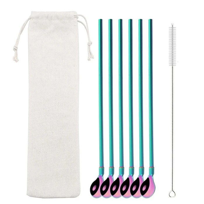 Cuillère à Paille Filtrante En Acier Inoxydable Pailles De