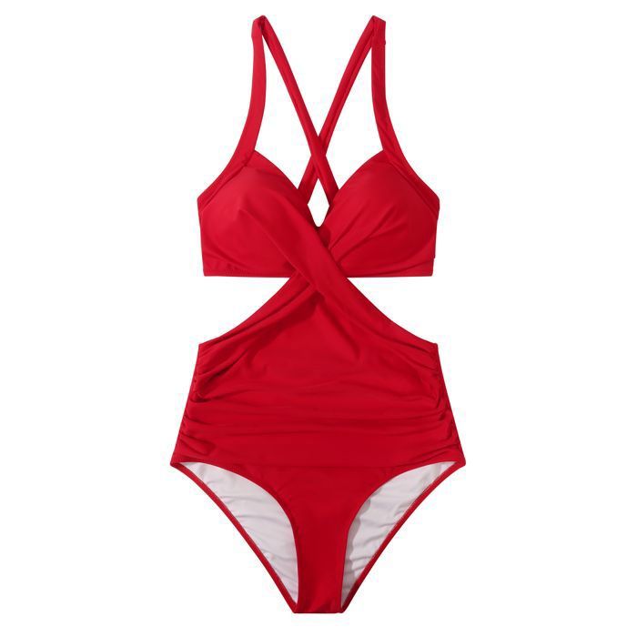 Maillot de bain une pièce pour femme,soutien-gorge push-up,col licou ...