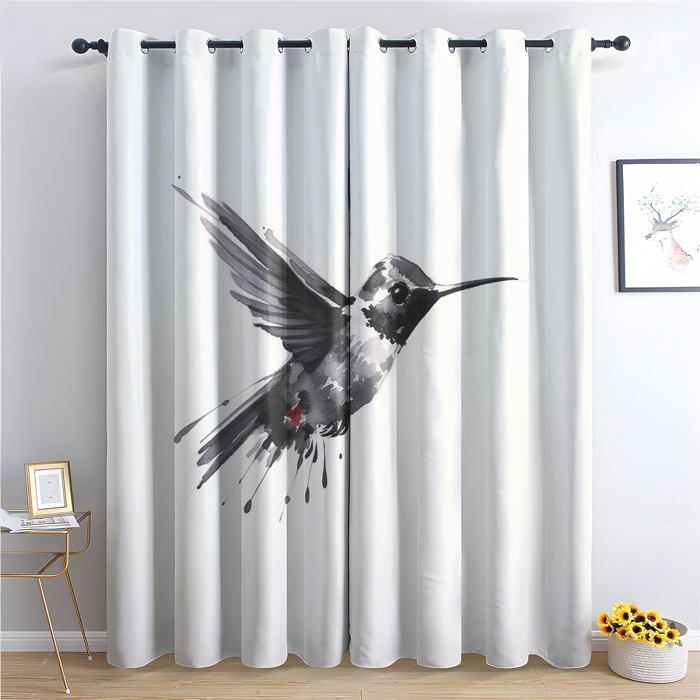 Rideau Coulissant Photo Oiseaux Abstraits - Sur Mesure - Fixation Velcro - Neuf