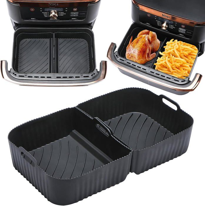 3 Moules Silicone Air Fryer Pour Ninja AF500EU/COSORI 10L - Grand Format - Résistant à 240°C - Noir