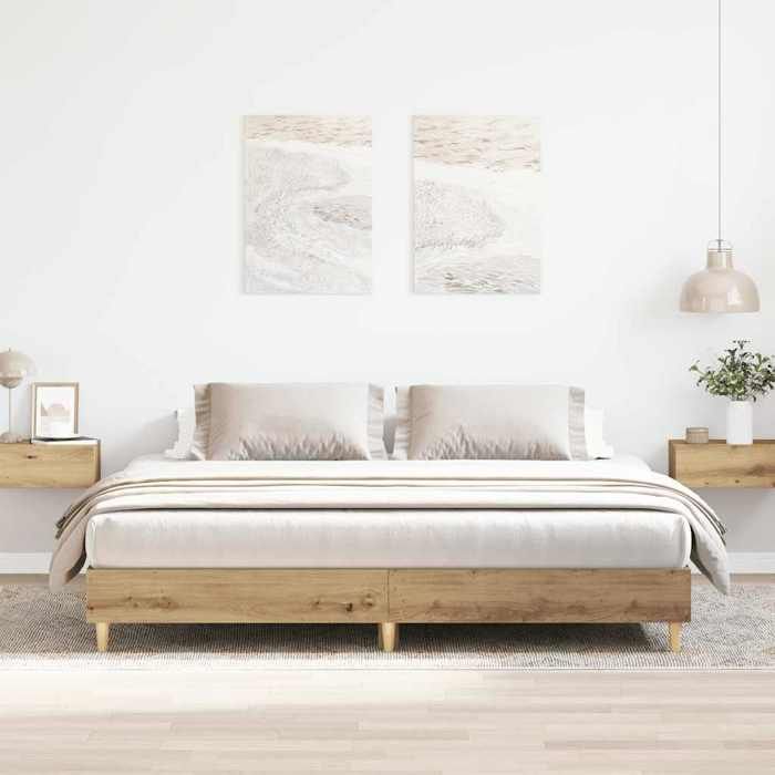 vidaXL Cadre de lit sans matelas chêne artisanal 160x200 cm meuble de chambre à coucher sommier lit double lit châlit 3329038
