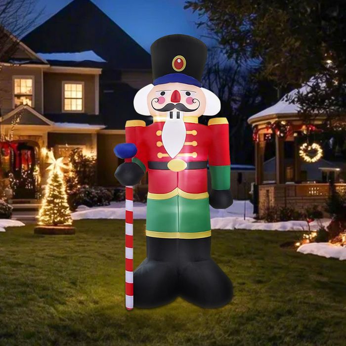 Soldat Casse-Noisette Gonflable Géant 240 Cm - Décoration De Noël Extérieure Avec LED Intégrées, Auto-portant, Facile à Installer