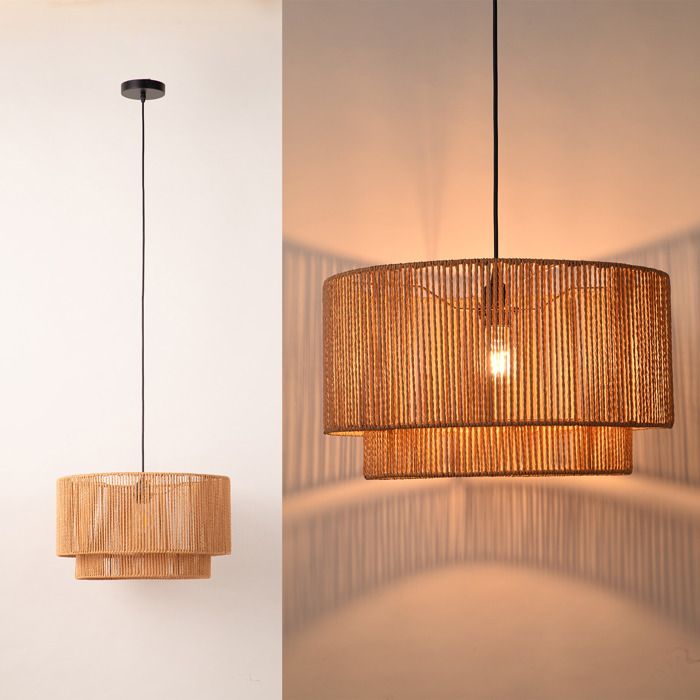 Lampe Suspendue en Corde de Jute YUNA – Style Nordique E27 Ø450mm
