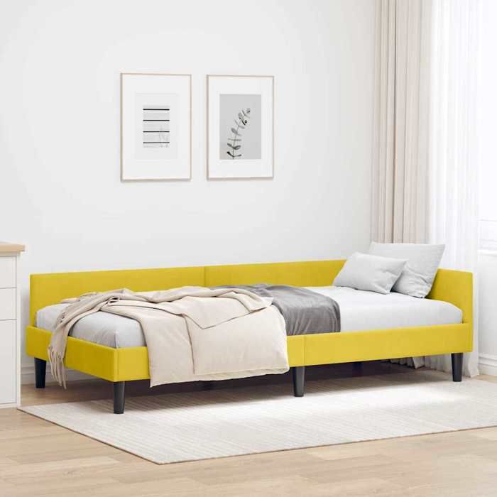 vidaXL Cadre de lit dangle Jaune 100 cm x 200 cm Velours 42016170
