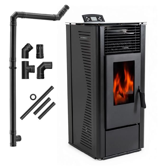 Poêle à Granulés THUNDER® KARMEN-BLACK  10kW  En Acier