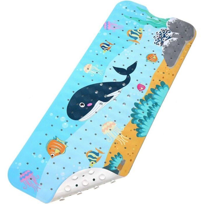 Tapis de Bain AntidéRapant pour BéBé et Enfants, 100x40cm, Avec Ventouses et Trous d'éVacuation, Lavable en Machine (Pieuvre Rose
