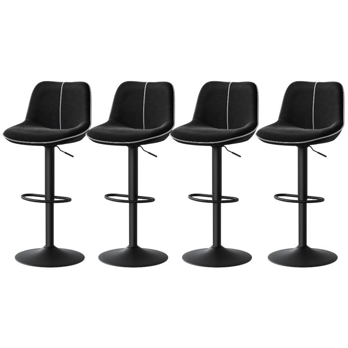 Tabourets de bar - Pivotants - Réglables - Velours - Base métallique - Noir dencre