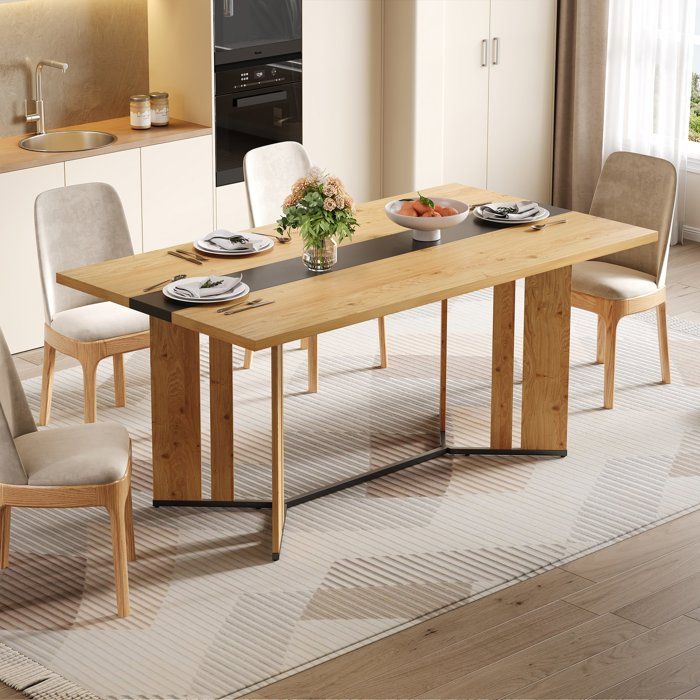 Table à Manger Scandinave 150x80 cm Effet Chêne Pieds Métal Noir Table de Repas Style Industriel
