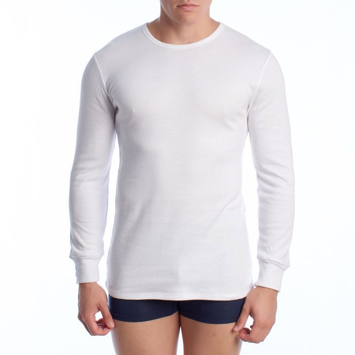 T-shirt thermique en coton à manches longues pour homme A0258-Blanc T-shirt thermique en coton à manches longues pour homme A0258-Blanc