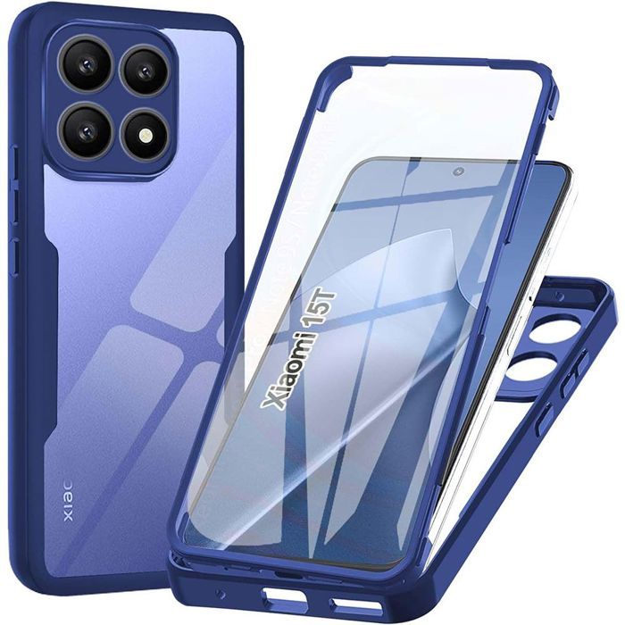 Coque Robuste Pour Xiaomi 15T 5G - Protection Caméra Coulissante, Anneau Support, Verre Trempé Inclus, Noir