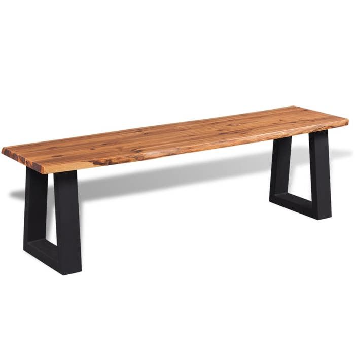 Banc en bois dacacia massif - VIDAXL - 160 cm - Marron et noir - Bois dacacia massif - Métal enrobé - Style industriel