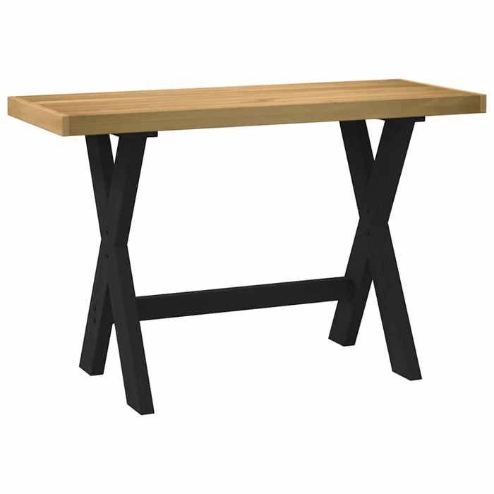 Bureau en bois de pin massif - CLARENCE - 120x50x75 cm - Naturel - Pieds en forme de X - Noir - Assemblage requis