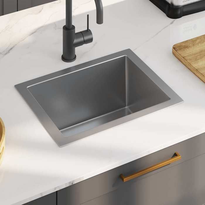 Évier de cuisine fait main - 1 bac - Sous plan - Acier inoxydable - 44x34x20 cm fr_31768871