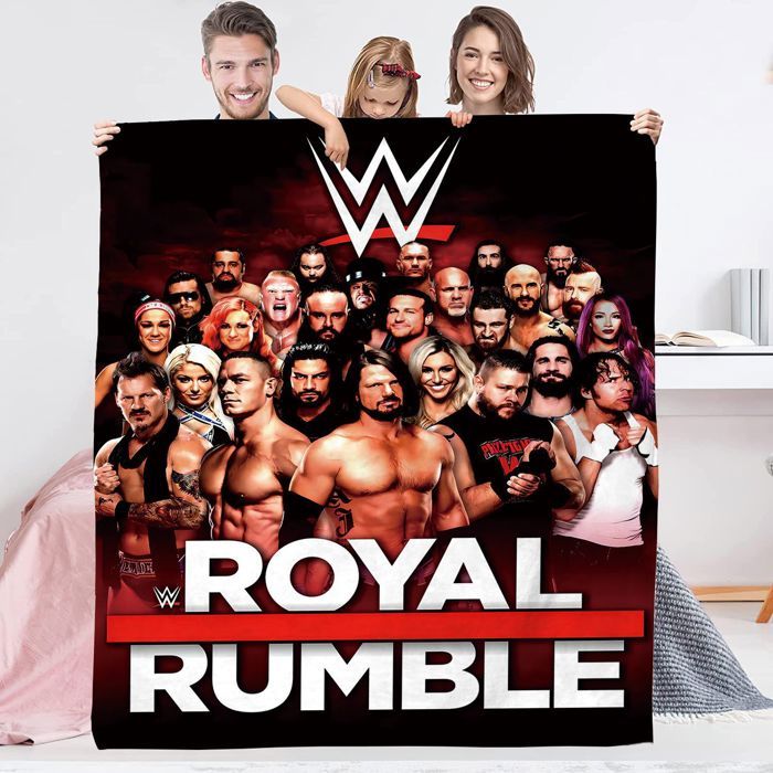 Couverture en Flanelle Imprimée WWE Confortable Chaude Couverture de Canapé Lit Voiture Bureau Voyage Cadeau Fans 130*150cm-Style5