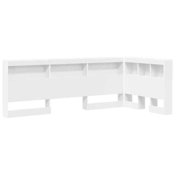 Tête de lit avec rangement - vidaXL - Blanc - Bois dingénierie - 217 5x107 5x76 5 cm - Station de charge intégrée