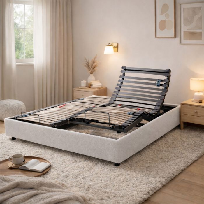 Lit électrique avec 5 plans de couchage 90x200 Horizon Gris Baltique - Gris clair - Garantie 5 ans - Someo Lit électrique avec 5 plans de couchage 90x200 Horizon Gris Baltique - Gris clair - Garantie 5 ans - Someo