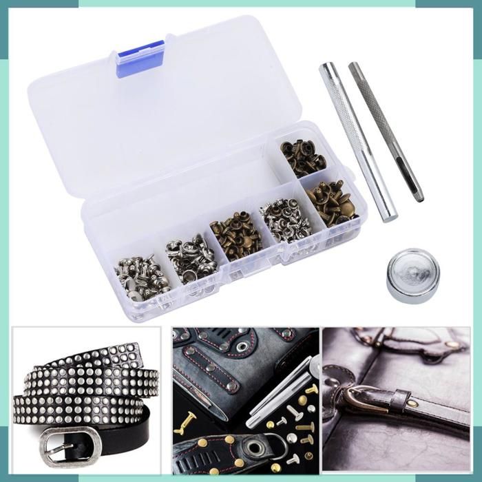 KEENSO Kit de rivets en laiton Kit de Boutons-pression en Cuir Double ...