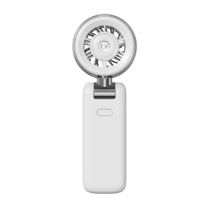 Blanc Ventilateur pliable portable avec fonction de nébulisation écran numérique réglage de la vitesse de 5 niveaux rechargeable - Aiorber