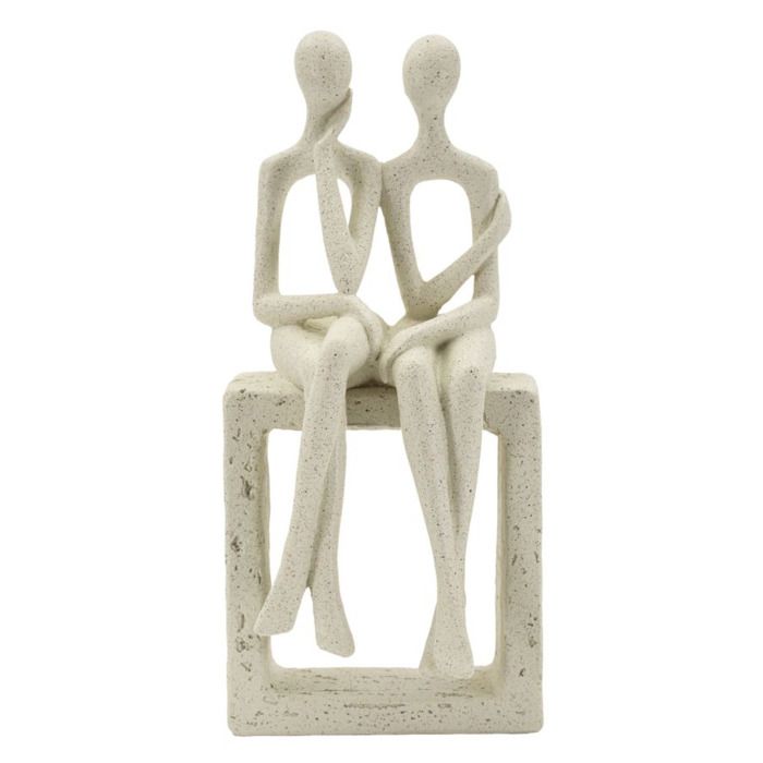 Figurine couple Stons en résine couleur crème - Réf. VK8681847411734