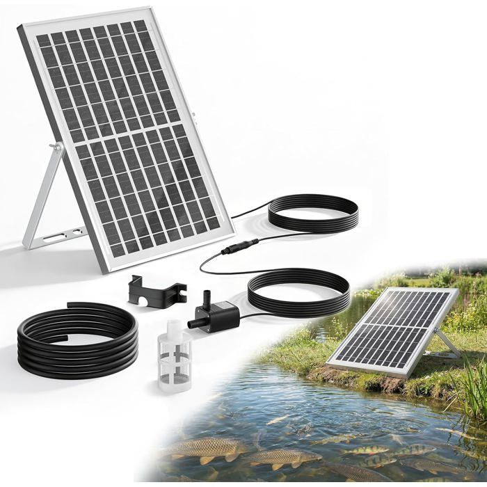 Aérateur bassin Pompe oxygène solaire 9V 10W Pompe air Solaire Aquarium Circulation eau Jardin