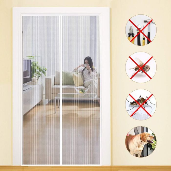 Moustiquaire 160x220cm magnétique ultra-fin blanc sans perçage
