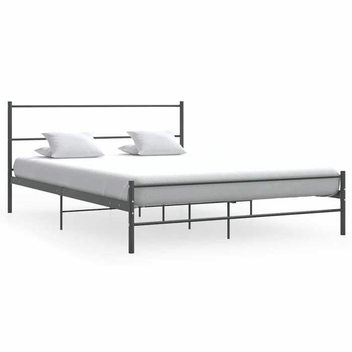 ECOHOME Cadre de lit - sans matelas - lit Adulte double - design solide - gris métal 140x200 cm jzu12e8775
