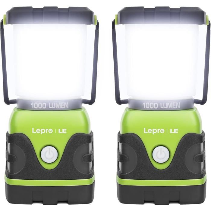 Lampe Camping LED [Jusquà 200h écirage ] Lanterne Camping Puissante 1000lm Alimentation par pile 2 Vert VERT LAMPE