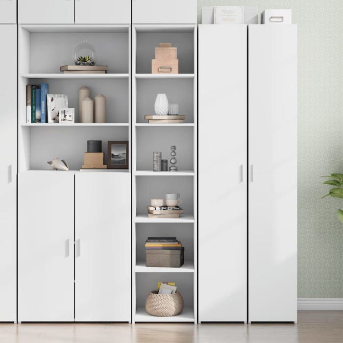 Blanc Buffet haut blanc 40x41x185 cm bois dingénierie - Meuble Rangement LV28851