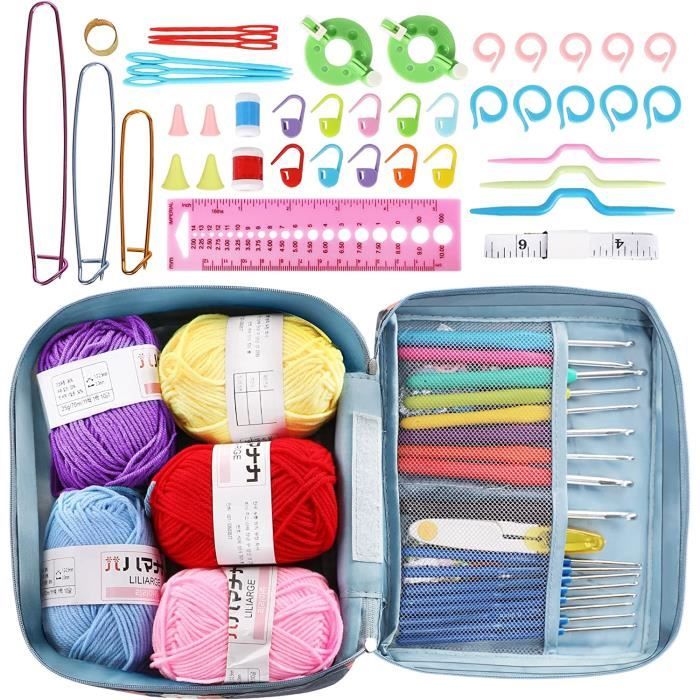 Kits de Crochet 66pcs Aiguilles à Crochet Set 0.66mm Crochet Ergonomique Aiguilles à Tricoter