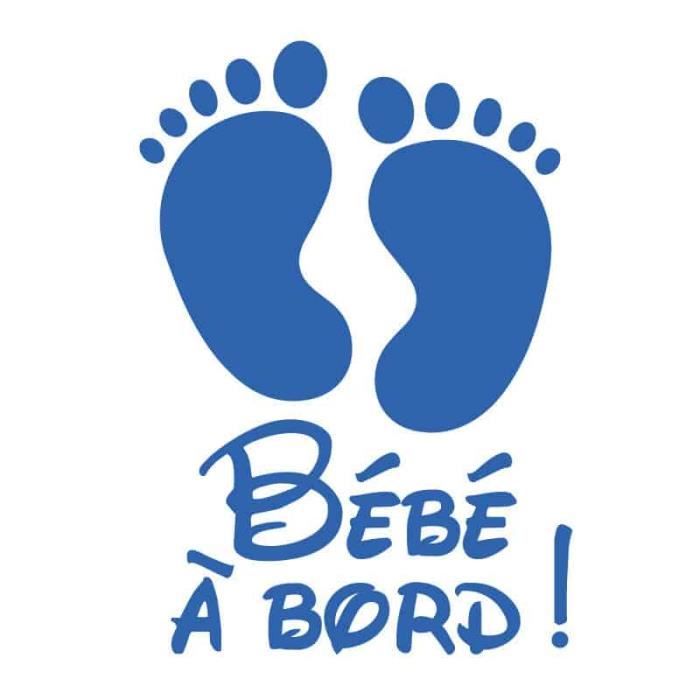 Sticker bébé à bord - ADZIF.BIZ - Petits pieds - Bleu - 75 x 105 cm