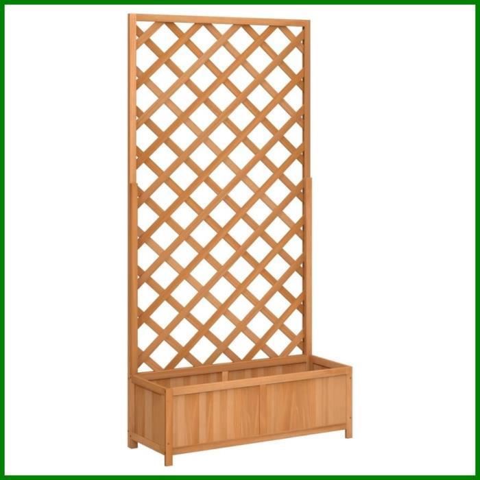 Jardinière - ASHATA - Bois massif de sapin - Treillis - Marron - 90 x 35 x 180 cm