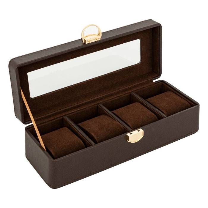 Boîte à Montre George Hardy - Marron Simili Cuir Avec Liens Et Manchette - Neuf Avec étiquettes