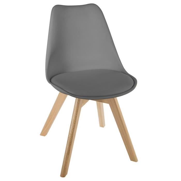 chaise salle à manger - atmosphera - baya - style scandinave et moderne - couleur gris foncé - assise rembourrée