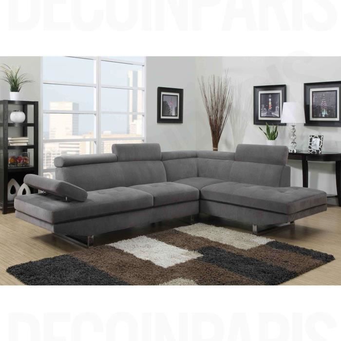 Canape Design En Tissu Gris Angle Droit Rubic Cdiscount Maison