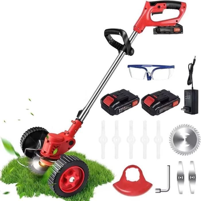 Débroussailleuse Sans Fil 21V - Tondeuse Électrique Avec 2 Batteries - 3 Lames Inc. - Jardin
