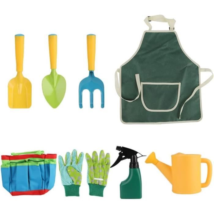 Lot de 23 Outils de Jardinage pour Enfants - Set Complet avec Arrosoir, Pelle, Râteau, Bêche, Tablier et Gants - Jouets de Jardin pour Garçons
