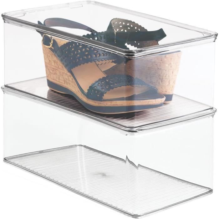 Lot De 20 Boîtes à Chaussures Empilables En Plastique Avec Couvercle - Rose