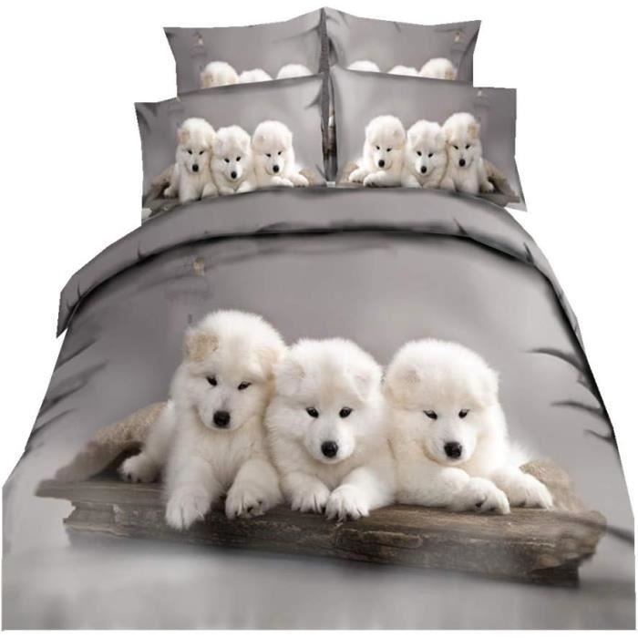 Housse De Couette 140x200 Cm Motif Ours Polaire + 1 Taie 65x65 Cm - Microfibre Douce - Fermeture éclair Et Attaches