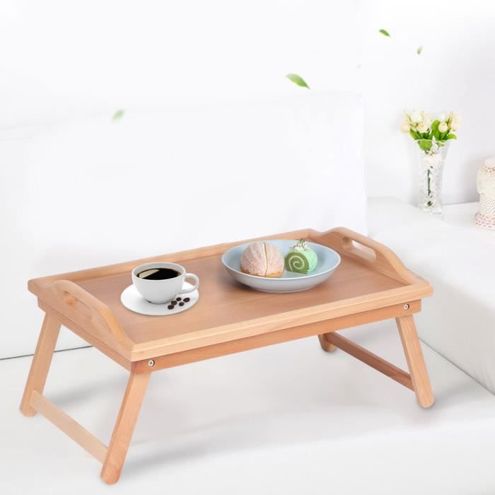 table basse table de lit support d ordinateur de petit dejeuner bureau table basse d appoint en hetre cdiscount maison