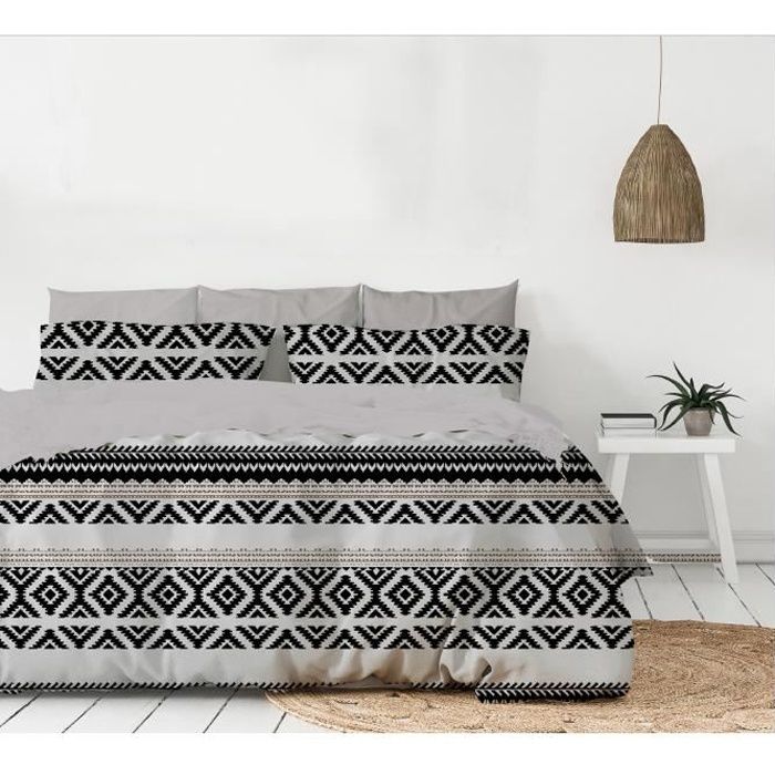 Couette imprimée - MORTREUX SAS - 1 ou 2 personnes - LÉGÈRE - Gris - Synthétique